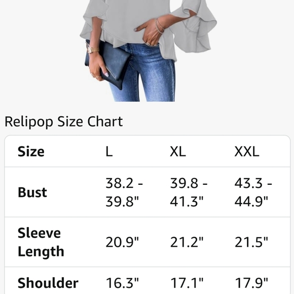 Chic Light Gray V-Neck Ruffle Blouse - Picture 3 of 7